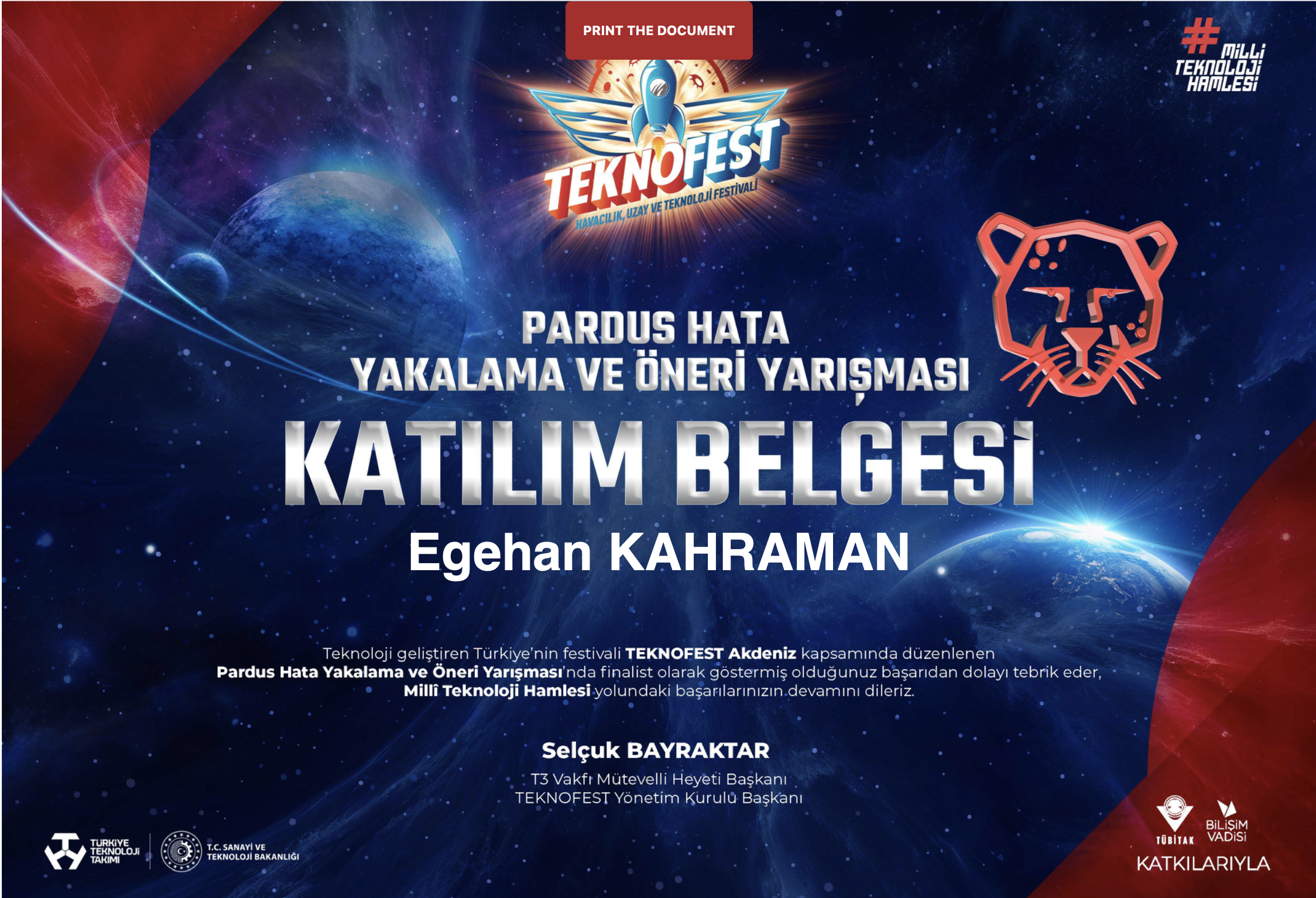 Finalist / Katılım Belgesi